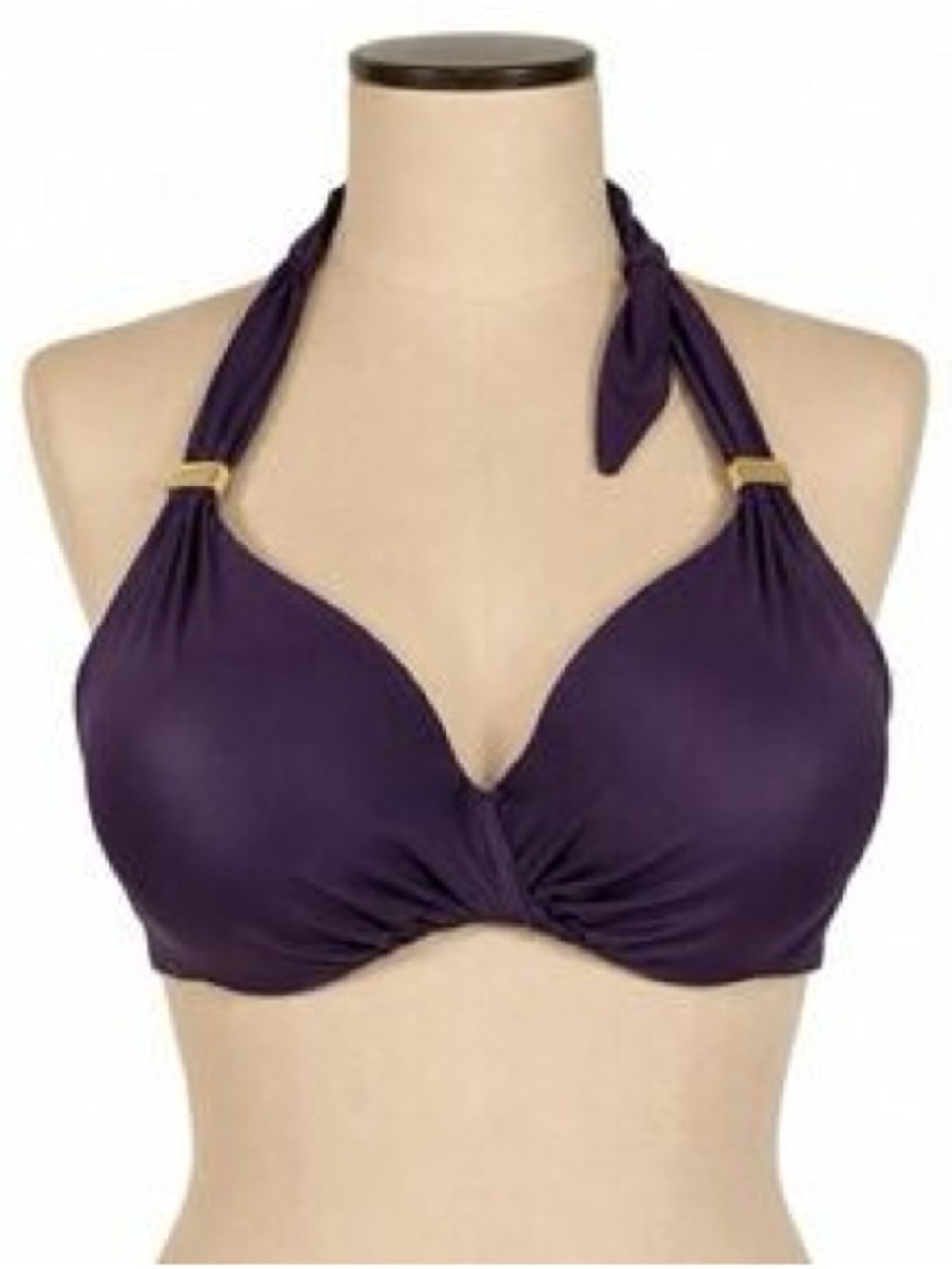 Victoria's Secret Purple Push-Up Halter Bikini Swim Top with Gold Rings 38D